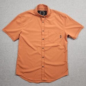 The Drive Clothing‎ Shirt Large Orange Short Sleeve Button Down Skull Bones Golf